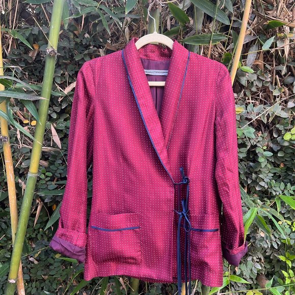 Raquel Allegra 100% silk burgundy dotted blazer (size 0) - Picture 1 of 7